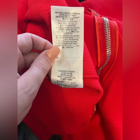 Alexander McQueen Red Ruffle Zip Hem One Shoulder Flounced Cocktail Dress Size M - Picture 10 of 11